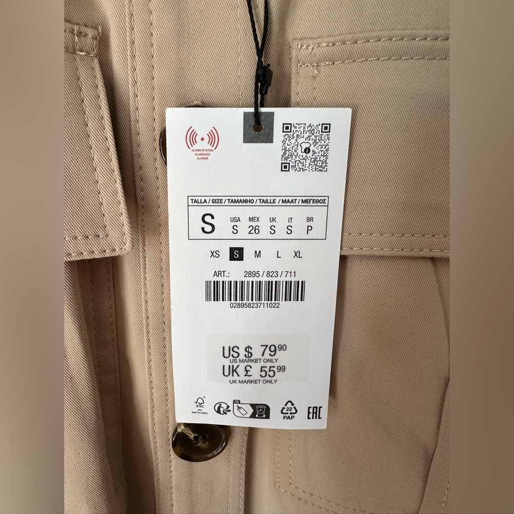 NWT Zara Women's Tan Belted Jacket - Picture 12 of 13